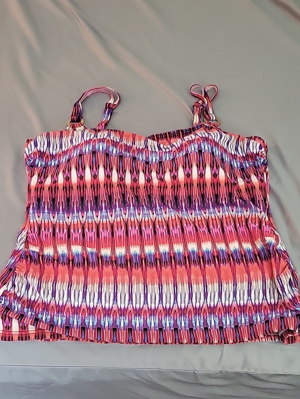 Women’s Pink Multi-Color Striped Tankini Top